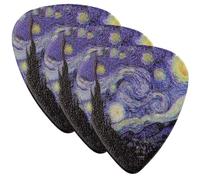 WESIEVYA 3pcs 0.46mm Galaxy Pattern Guitar Picks Set for Electric Acoustic Ukulele, Triangle Small Guitar Accessories for Folk and Bass Players
