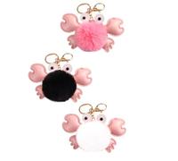 WESIEVYA 3pcs Pu Leather Crab Keychains Cute Crab Model Key Pendant Set with Assorted Colours, Creative and Adorable Design, for Key Or Bag Pendant, for Ocean Themed Party Decorations