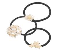 WESIEVYA 3Pcs Rhinestone Flower Hair Tie Ponytail Holder Elegant Minimalist Design with Daisy and Hollow Butterfly Shapes for Special Occasions and Daily Wear Hair Flowers