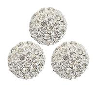 WESIEVYA 3pcs Silver Circle Rhinestone Coat Sewing Buttons Alloy Decorative Upholstery Buttons for Crafts and Dress Making Easy to Attach with Thread