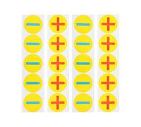 WESIEVYA 4 Sheets of Waterproof Battery Label Stickers with Self-adhesive Paper, Tear-resistant round Polarity Stickers for Electrical Machines and Batteries, Compliance with Safety