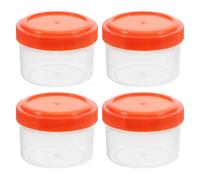WESIEVYA 4pcs 50ml Mini Plastic Portion Control Cups with Lids, Small Red round Condiment Sauce Containers for Outdoor Bbq, Lunchbox, Salad Dressing and Appetizer Storage