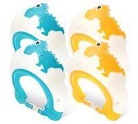 WESIEVYA 4Pcs Adjustable Hair Washing Caps Dinosaur Cartoon Shower Hats for Comfortable Head Protector Bath Companion Yellow Blue