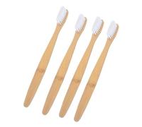 WESIEVYA 4pcs Bamboo Charcoal Toothbrushes with Comfortable Grip Handle and Non-Slip Design, White Nylon Bristles, Disposable Eco-Friendly Toothbrush Set for Daily Oral Care
