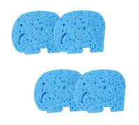 WESIEVYA 4pcs Bath Sponge Set for Newborns, Soft Blue Cartoon Elephant Shape, Made of Natural Wood Pulp Fiber, Mild to Skin and Resistant to Pull, for Bath Time Use