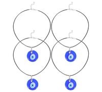 WESIEVYA 4Pcs Blue Glass Evil Eye Necklace Set with Round Pendant Chain, Lucky Protection Charm Jewelry for Men and Women, Blue Eye Flat Charm Pendant Necklace for Everyday Wear
