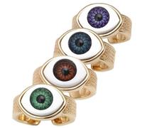 WESIEVYA 4pcs Copper Evil Eye Rings Finger Decor Wear Resistant Trendy Hip Hop Statement Rings for Ladies Banquet Ceremonies