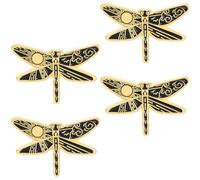 WESIEVYA 4pcs Dragonfly Brooches Pin Set in Golden Alloy, Creative Cartoon Design with Moon and Sun Shapes, Delicate Fashion Accessories for Decorating Scarves and Headscarves