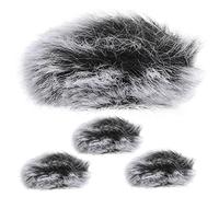 WESIEVYA 4pcs Furry Microphone Cover Protector for Lapel Mics Grey Reduces Ambient Noise and Plosives Easy to Install for Outdoor and Studio Use