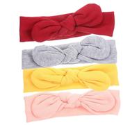 WESIEVYA 4pcs Girl Headbands Bow Hairbands Stretchy Elastic Hair Accessories for Shower Christmas Birthday Party Pink Grey Yellow Wine Red