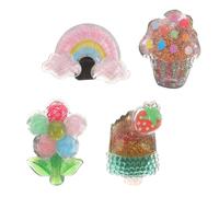 WESIEVYA 4pcs Glitter Princess Shoe Charms Detachable Shoe Clips Decorative Buckles Accessories with Rainbow Ice Cream Flower and Cake Designs