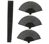WESIEVYA 4pcs Mens Black Bamboo Folding Fans Retro Handheld Decorative Hand Fan for Dance Photography Summer Travel Accessories Traditional Chinese Style
