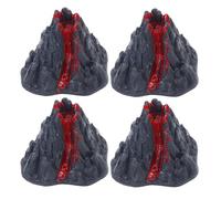 WESIEVYA 4pcs Miniature Volcano Set, 8cm Plastic Volcanic Ornament Decor with Lava Scene for Dinosaur Play and Party Centerpiece, Fake Volcano Landscape Accessories