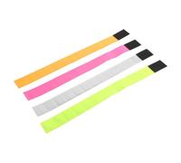 WESIEVYA 4pcs Night Running Reflective Bands Set Fluorescent PVC Wrist and Ankle Safety Straps for Cycling, Walking, Jogging High Visibility Reflective Sports Armbands in Yellow, Pink,