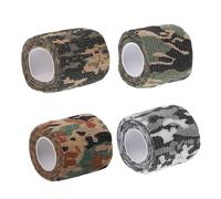 WESIEVYA 4Pcs Non-Woven Camouflage Bandages Set, Self-Adherent Sports Compression Wraps for Outdoor Use, and Wrist Support in Tactical, Black Grey White Large Camo