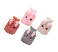 WESIEVYA 4pcs Plush Hot Water Bottle with Cartoon Design, Easy to Fill and Practical in Use, Soft PVC Material, Lovely Warm Hand Bag for Cold Weather and Relief
