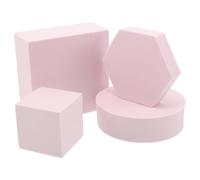 WESIEVYA 4pcs Product Photography Background Props | Foam Geometric Cube Props for Photoshoot | Three-Dimensional Scene Shooting Backdrop Ornament for Trinkets Showing Pink