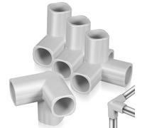 WESIEVYA 4Pcs PVC 90 Degree Elbow Corner Pipe Fittings with Side Outlet, 3-Way PVC Tee Connectors for Safety Gate Assembly, Indoor Playpen Fence Accessories, Light Grey