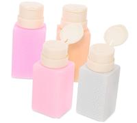 WESIEVYA 4pcs Refillable Liquid Pump Dispenser Bottles for Nail Polish Remover Travel Container Portable Empty Bottles for Makeup Removers More