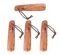 WESIEVYA 4pcs Rustic Wooden Shoe Horn with String Portable Shoe Put Helper for Elderly Pregnancy Footwear Assistance Tool for Boots Sneakers