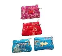 WESIEVYA 4pcs Silk Wallet Double Zipper Closure for Holding Coins Change Small Jewelry Items Made from Silk This Pouch Purse is for Organizing Your Accessories While Traveling Home