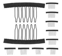WESIEVYA 50pcs Black Aluminum Alloy Wig Accessories Dome Caps Combs with Adjustable Size Practical Clips for Different Occasions Assorted style