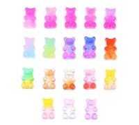 WESIEVYA 50Pcs Resin Bear Charms Mini 3D Colored Bears for DIY Phone Case Decoration and Jewelry Craft Accessories