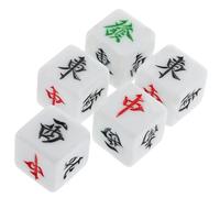 WESIEVYA 5Pcs 22Mm Mahjong Dice Set Wind Direction Symbols East South West North Zhong Fa for Board Game Accessories and Party Game Props