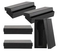 WESIEVYA 5pcs Black Rectangular Watch Box with Sponge Cushion, Paper Material Protective Watch Carrying Box for Display and Outdoor Use, Anti-fall Design to Prevent Scratches