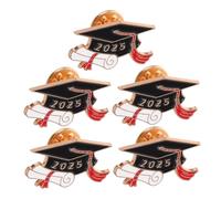 WESIEVYA 5pcs Graduation Cap Brooches Class of Elegant Jewelry Pins for High School and College Graduates Minimalist Design Keepsake for Ceremonial Wear and Everyday Style