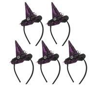WESIEVYA 5pcs Purple Witch Hat Hairbands for Women Halloween Hair Accessories with Spider Web Design, Comfortable Plastic and Polyester Material, Easy to Match for Cosplay and Witch Party