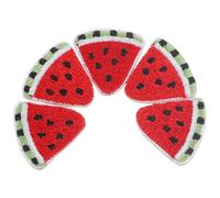 WESIEVYA 5pcs Watermelon Patch Fruit Sewing Applique Embroidery Thread Material Easy Sew-on Fashionable Shining Decor Design DIY Crafts for Costume Bags