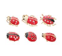WESIEVYA 6 Pcs Cute Cartoon Ladybug Brooch Pins Set, Alloy Material with Rhinestone Decoration, Portable and Sturdy Insect Lapel Pins for Women and Clothing Accessories