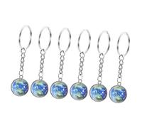 WESIEVYA 6 Pcs Double Sided Luminous Globe Keychain Elegant Glow Dark Planet Pendant Key Rings for Key Holders Stylish Night Light Accessories for Party Favors and Craft Ornaments