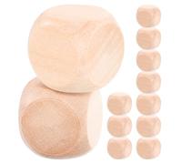 WESIEVYA 60pcs Blank Wooden Dice 6 Sided Wood Cubes with Rounded Corners in Khaki for DIY Craft Projects and Board Game Accessories Smooth and Safe Design