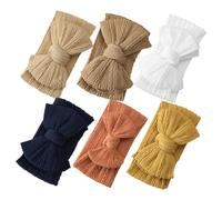 WESIEVYA 6pcs Bow Headbands Soft Elastic Nylon Hair Accessories for Newborns Stylish Hair Bands Deep Brown White Light Brown Orange Ginger for Photography Props