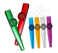 WESIEVYA 6pcs Metal Kazoo Set 6 Reusable Membranes Small Musical Kazoo Instruments for Kids and Adults Beginner Practice for Music Lovers