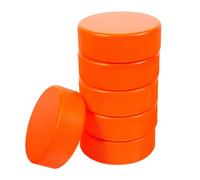 WESIEVYA 6pcs Soft Pu Practice Pucks Indoor Floor Hockey Pucks round Orange Foam Minimal Wear Highly Visible Suitable for Ages Home Training Equipment