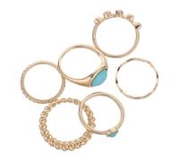 WESIEVYA 6pcs Turquoise Rings Set for Women Vintage Boho Stackable Jewelry Knuckle Bands Retro Inspired Gemstone Statement Rings Engagement and Everyday Wear