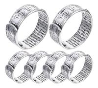 WESIEVYA 6pcs Vintage Metal Feng Shui Ring Men Decorative Smooth Tibetan Buddhism Jewelry Lucky Symbol Fashionable Gift for Wedding Anniversary Party