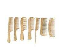 WESIEVYA 7pcs Bamboo Hair Brush Set with Soft Bamboo Bristles for Massaging and Styling Portable Wooden Hair Combs Suitable for Thin Thick Curly for Personal Use Assorted style