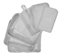 WESIEVYA 7pcs Travel Packing Organizer Set Folding Underwear and Shoe Bags, Grey Luggage Storage Cubes for Suitcase, Travel Accessories for Business Trips and Vacations