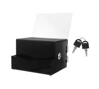 WESIEVYA Acrylic Tip Jar with Lock 16x13.6x11cm Black - Bartender Tip Box for Money Storage, Donation and Raffle Ticket Holder, Small Lockable Suggestion and Voting Box for Restaurants