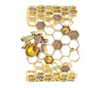 WESIEVYA Adjustable Bee Hive Cuff Bracelet Lightweight Alloy Open Bangle for Women Minimalist Honey Bee Jewelry Wrist Accessory for Birthday Christmas