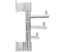 WESIEVYA Aluminum Alloy Swivel 3-bar Towel Rack Wall-Mounted Storage Organizer with Hooks, Space-Saving Rotating Bathroom and Kitchen Rack, Silver Finish