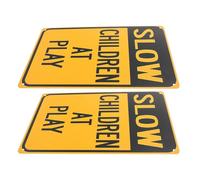 WESIEVYA at Play Slow Down Safety Sign 30 X 20 CM Sturdy Iron Construction 2pcs for Outdoor Streets