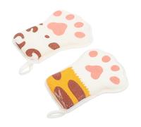 WESIEVYA Baby Bath Scrubber and Infant Bath Towel Set 2pcs Soft Cotton Baby Washcloths with Cartoon Paw Sponge Gentle Exfoliating