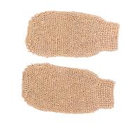 WESIEVYA Bath Glove Scrubber Body Scrub Gloves Ramie Jute 2pcs Exfoliating Beige Back Exfoliator Mitts Natural Material for Shower and Bath
