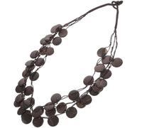WESIEVYA Bohemian Layered Chunky Beaded Necklace for Women, Multi-Layer Coconuts Shell Statement Necklace, Short Coffee Color Strand for Casual and Festival Wear