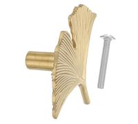 WESIEVYA Brass Ginkgo Leaf Cabinet Knobs Single Hole Drawer Pulls 58x48x23mm Golden for Kitchen Cabinets Easy Installation for Women